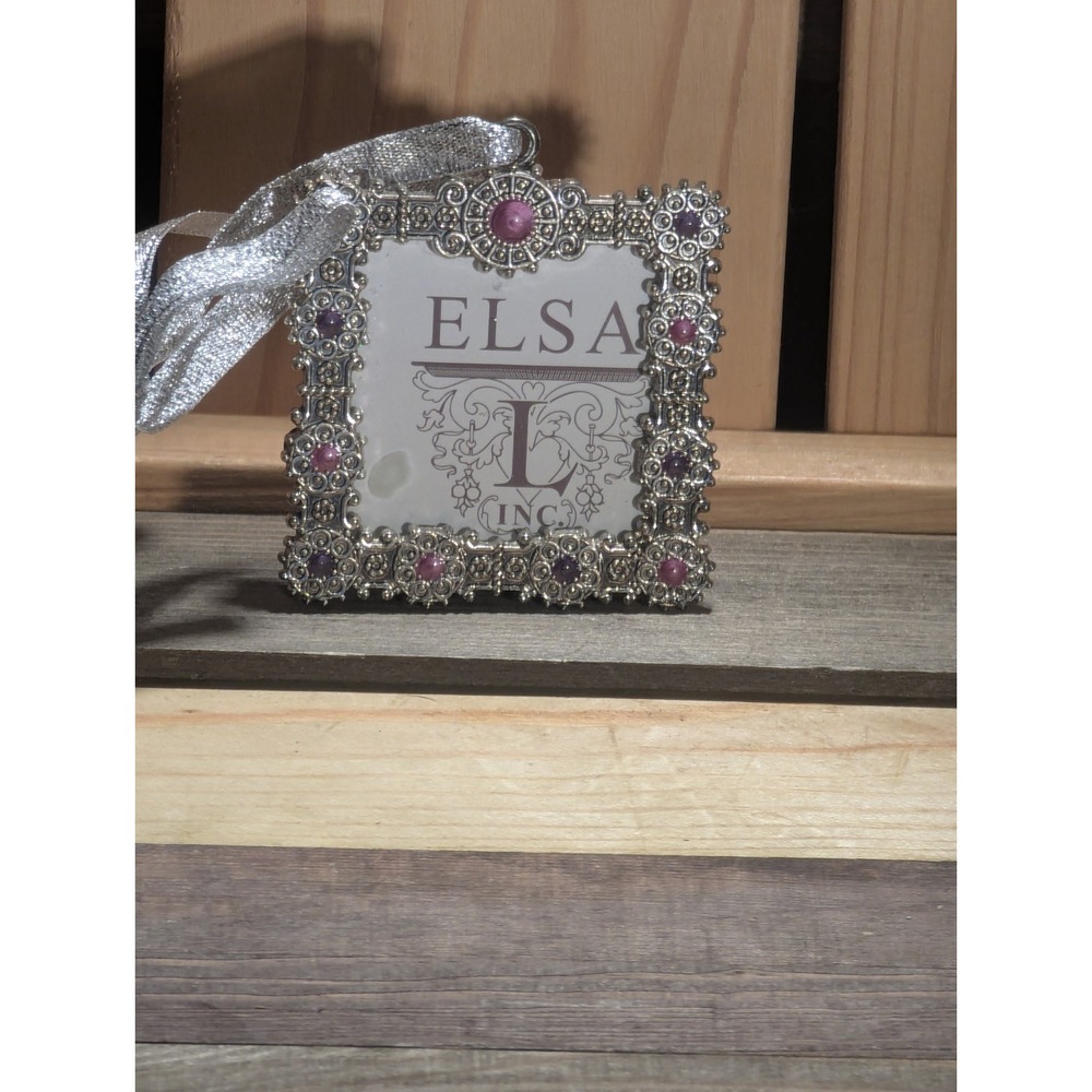 Beautiful Ella‎ L Miniature Picture Frame Ornament Keepsake Jeweled Metal
